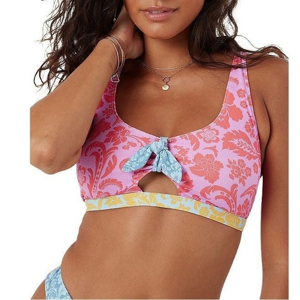 Roxy Juniors' Tapestry Patchwork Convertible Bralette Bikini Top in Multi Medium